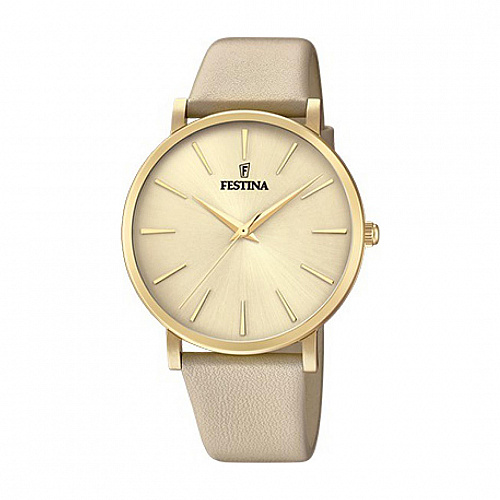 Festina Women's Beige Boyfriend Leather Watch Bracelet - Brown
